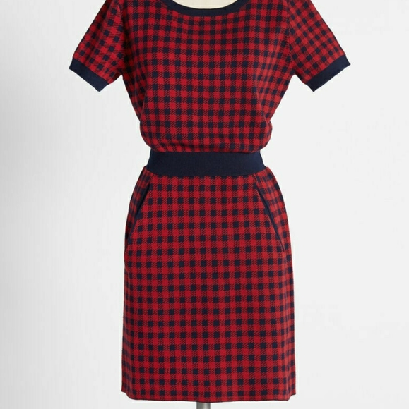 Modcloth red & blue gingham dress - Picture 1 of 16
